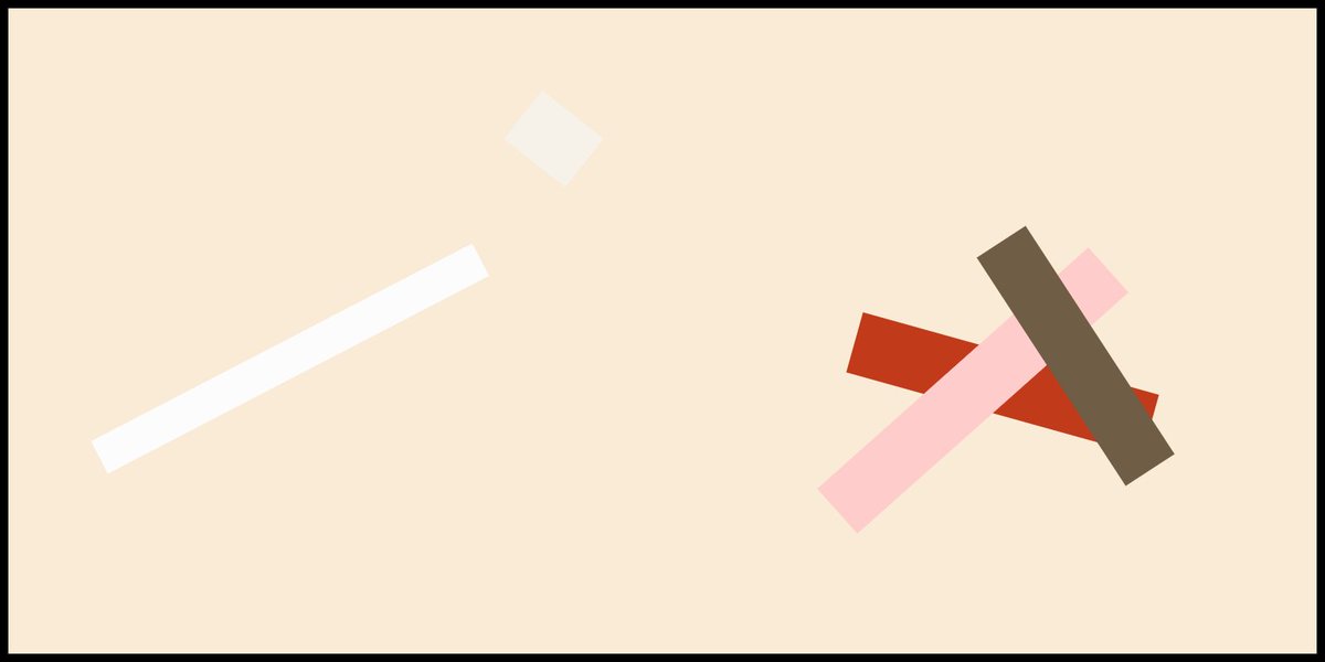 A grid of finished outputs from the sketch: overlapping thick strokes in reds, oranges and creams.